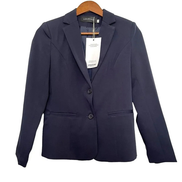 Lisueyne Blazer Jacket Single Breasted Blue preppy Office Size Small NWT - Picture 1 of 5